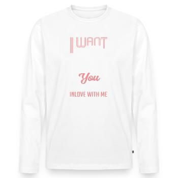 Index finger I want you to fall in love - Men's Premium Organic Long Sleeve Shirt - white - Front - Nico (187cm)