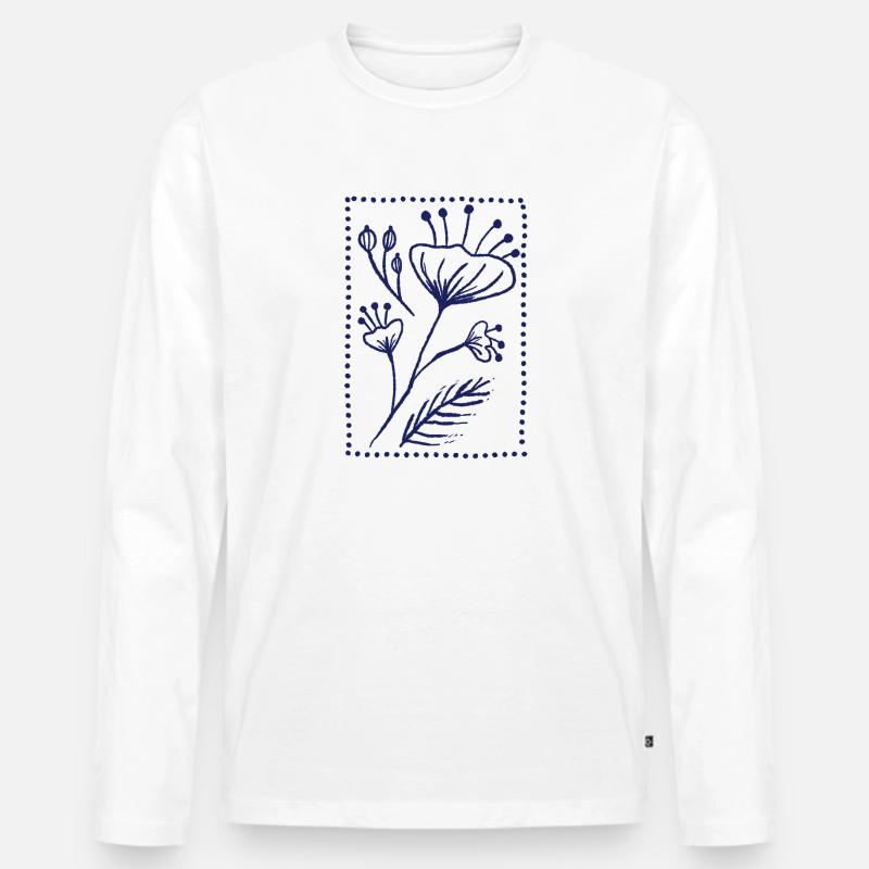 Blauer Mohn - Männer Premium Bio Langarmshirt - Weiß