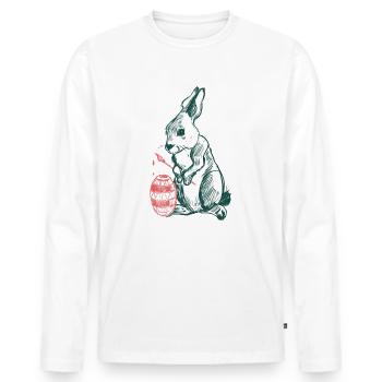 Osterhase mit Ei - Männer Premium Bio Langarmshirt - Weiß - Vorne - Nico (187cm)