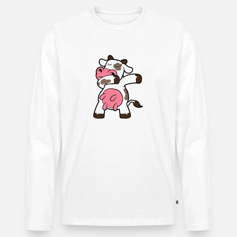 Dabbing Dab Kuh - Männer Premium Bio Langarmshirt - Weiß