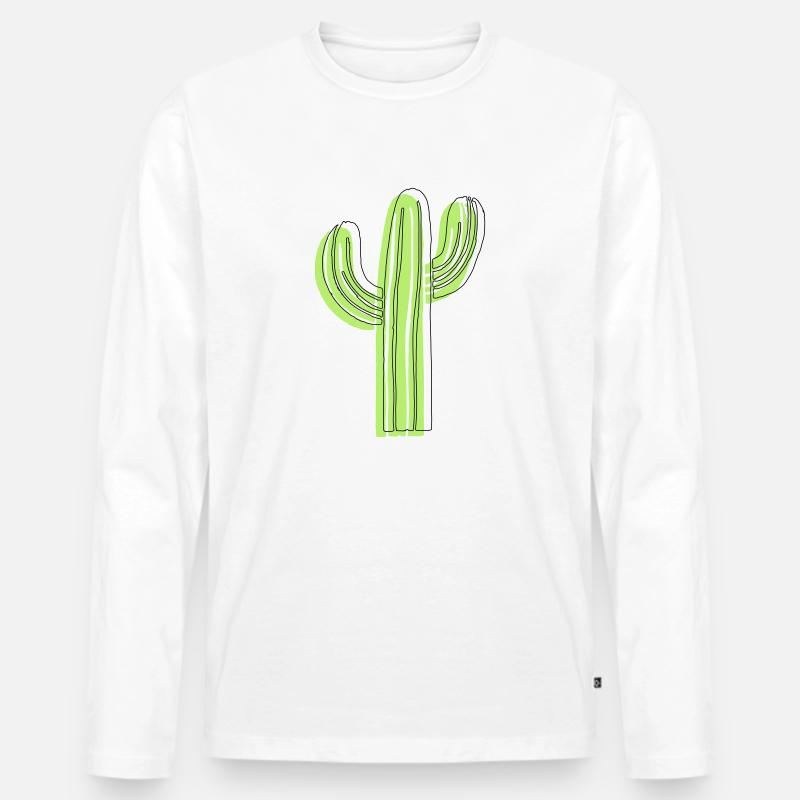 Kaktus - Männer Premium Bio Langarmshirt - Weiß