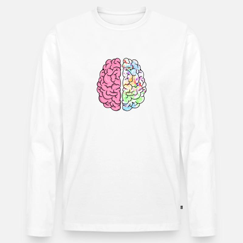 CREATIVE BRAIN - Männer Premium Bio Langarmshirt - Weiß
