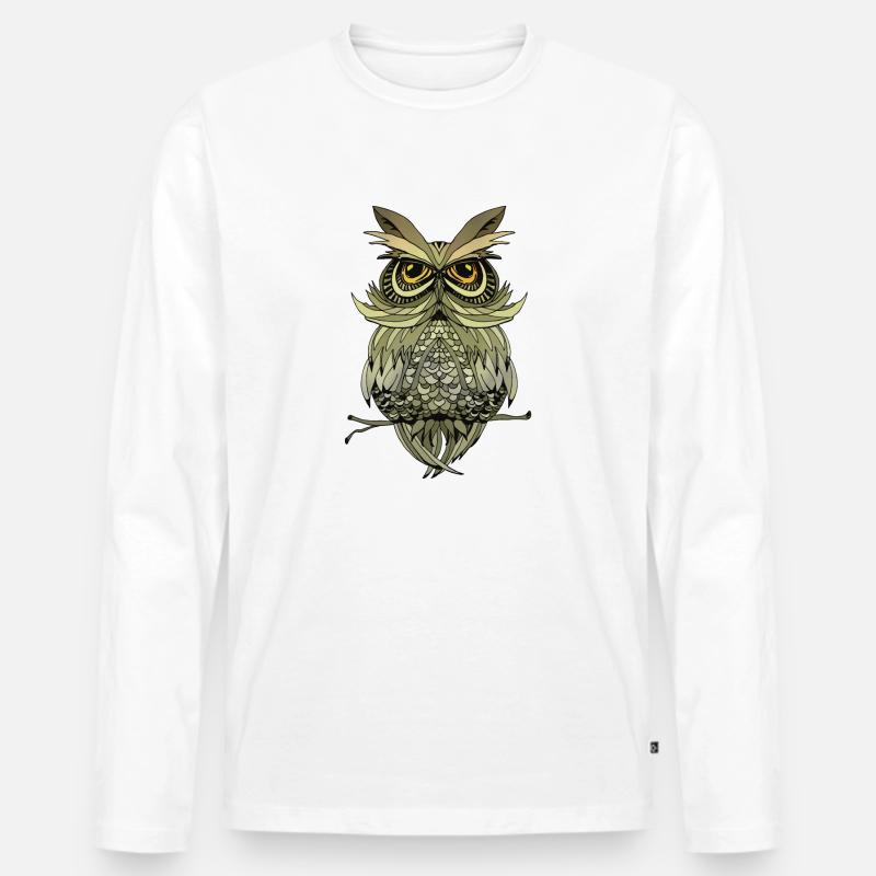 Vogel - Männer Premium Bio Langarmshirt - Weiß