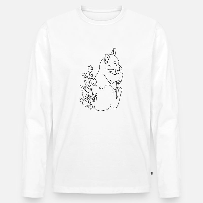 Hund - Männer Premium Bio Langarmshirt - Weiß