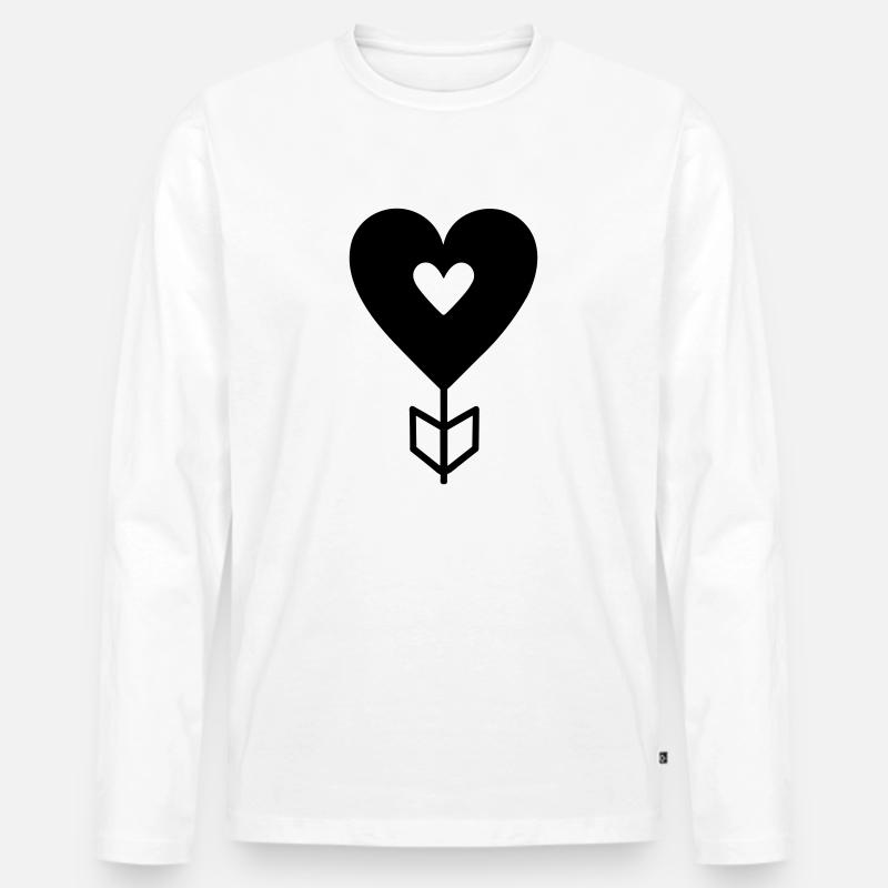 Herz-Pfeil - Männer Premium Bio Langarmshirt - Weiß