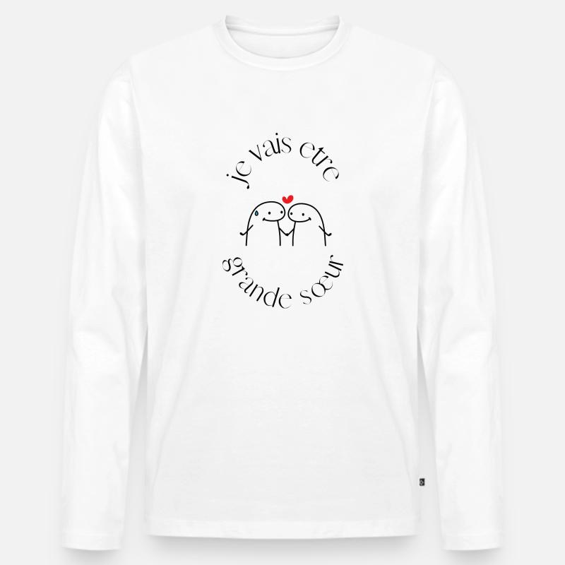 Ich werde eine große Schwester sein - Männer Premium Bio Langarmshirt - Weiß