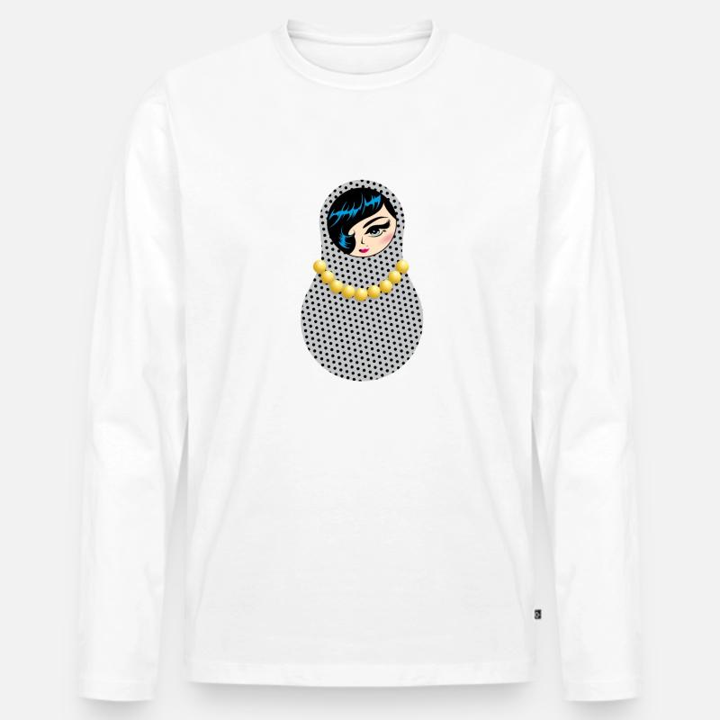 Matroschka Anja - Männer Premium Bio Langarmshirt - Weiß