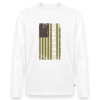 Veteran US Flagge Camo - Männer Premium Bio Langarmshirt - Weiß - Vorne - Nico (187cm)