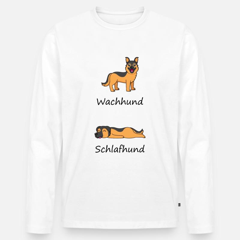 Schlafhund - Männer Premium Bio Langarmshirt - Weiß