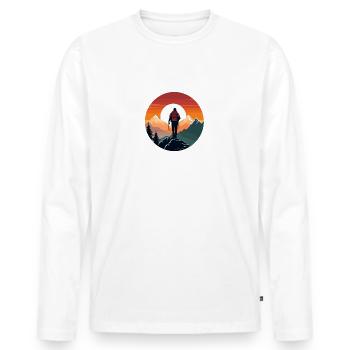 Die Berge rufen, ich muss gehen - Männer Premium Bio Langarmshirt - Weiß - Vorne - Nico (187cm)