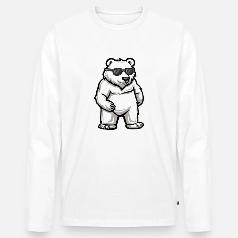 Eisbär Cool Comic - Männer Premium Bio Langarmshirt - Weiß