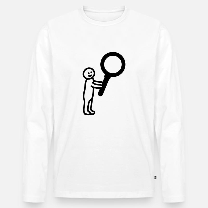 Männchen Lupe - Line - Männer Premium Bio Langarmshirt - Weiß