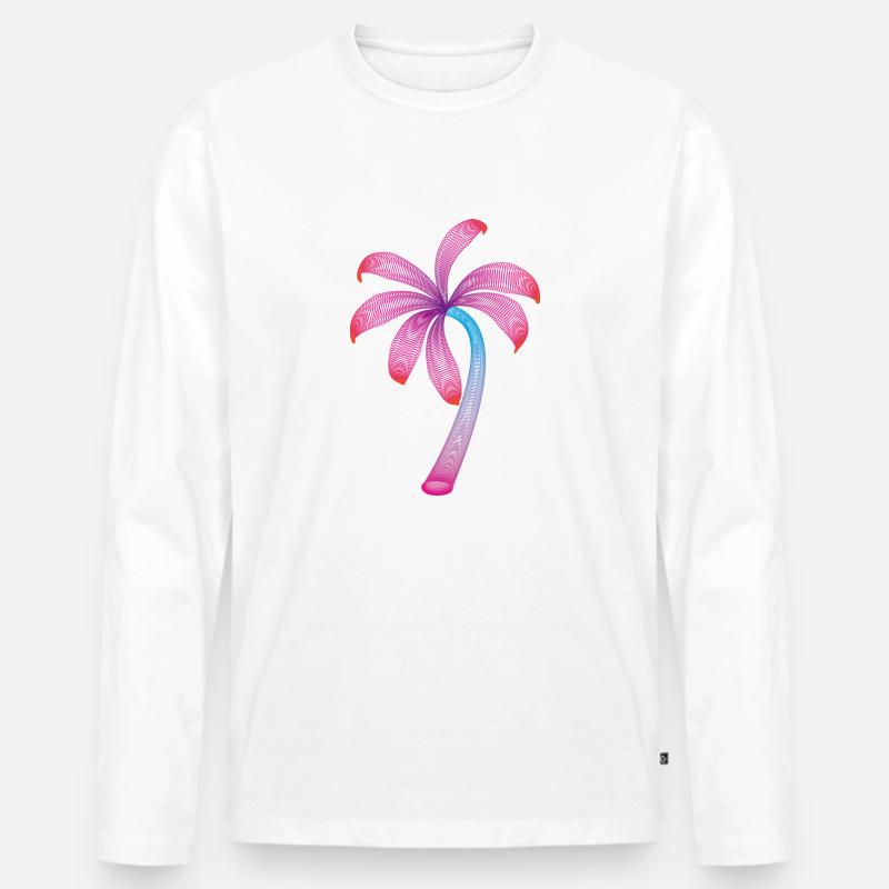 Palme - Männer Premium Bio Langarmshirt - Weiß
