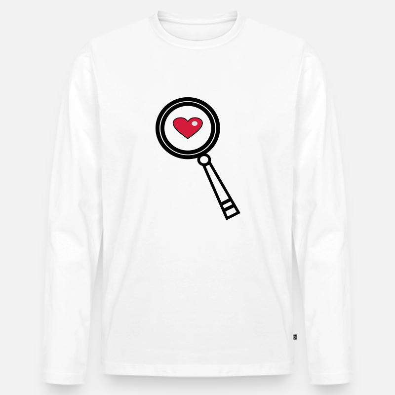 Finde mein Herz - Männer Premium Bio Langarmshirt - Weiß
