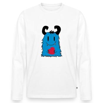 Monstre bouclé - T-shirt manches longues Premium bio Homme - blanc - Devant - Nico (187cm)