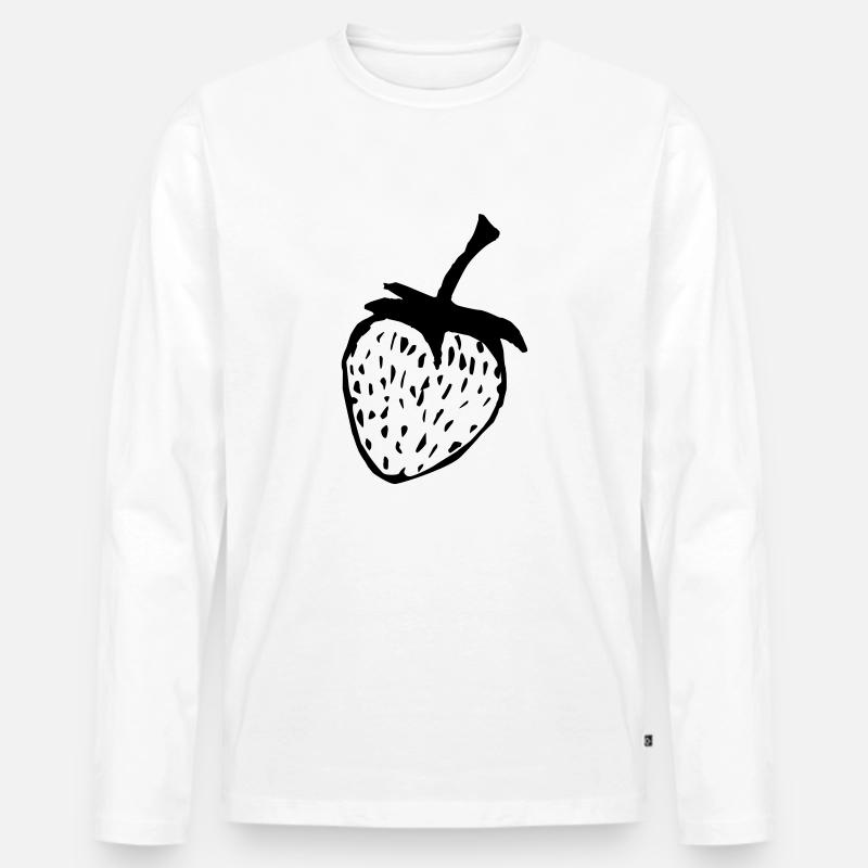 Erdbeere - Männer Premium Bio Langarmshirt - Weiß