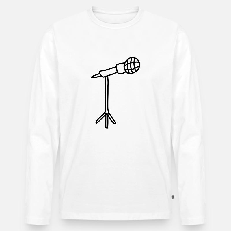 Microphone - Männer Premium Bio Langarmshirt - Weiß