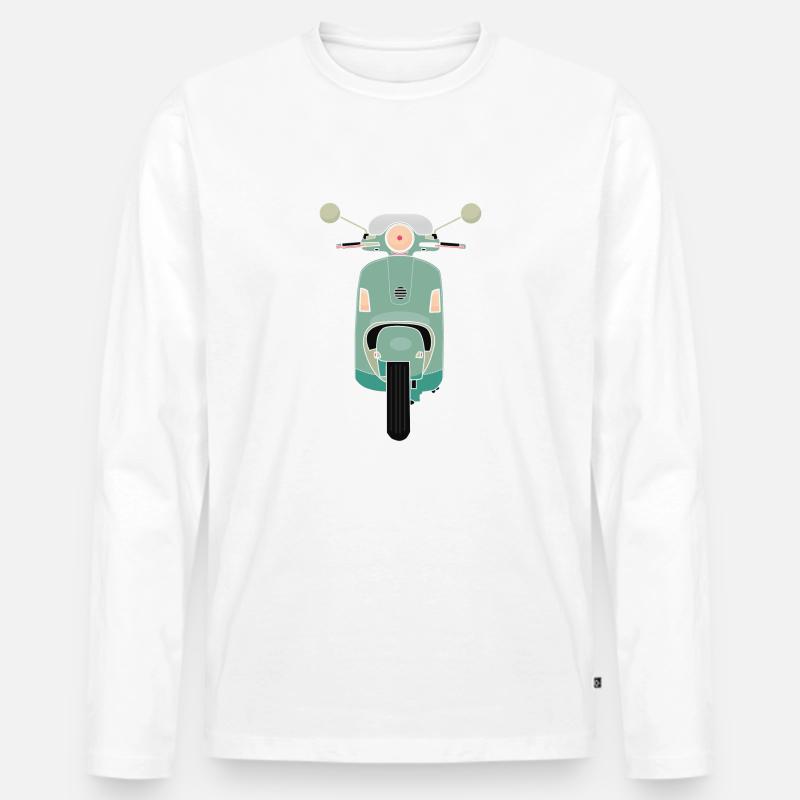 Grüner Roller - Männer Premium Bio Langarmshirt - Weiß
