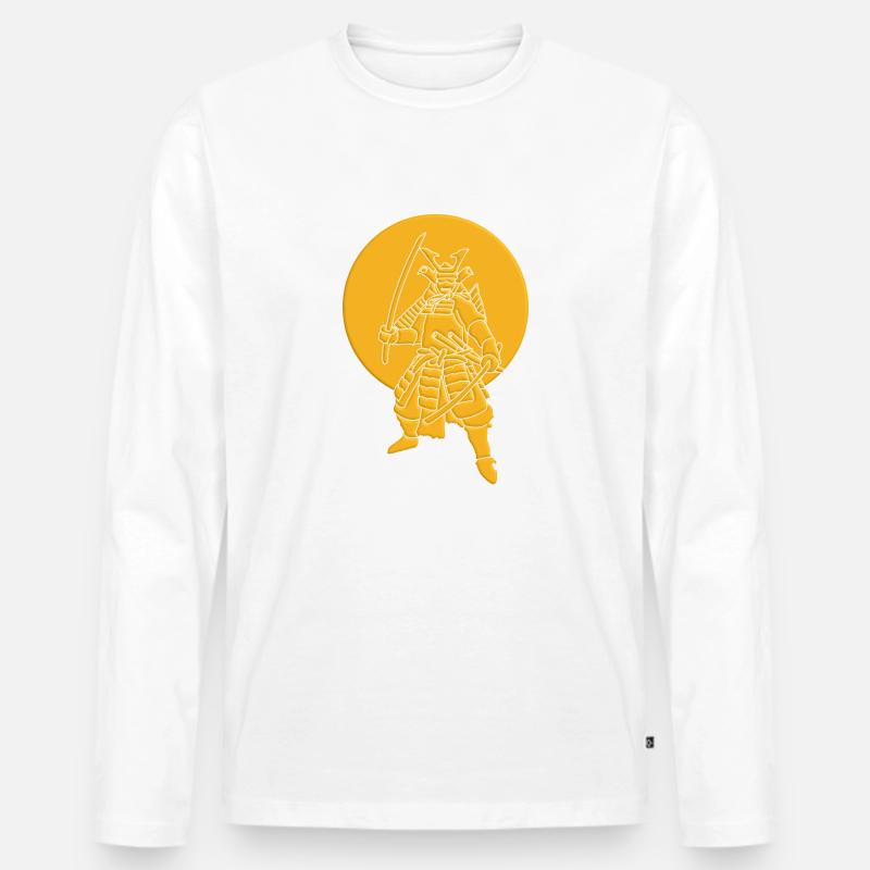 Samurai - Männer Premium Bio Langarmshirt - Weiß