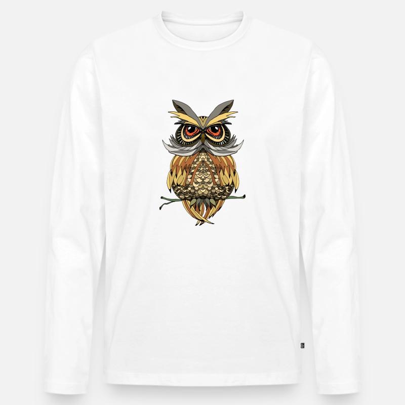 Vogel - Männer Premium Bio Langarmshirt - Weiß