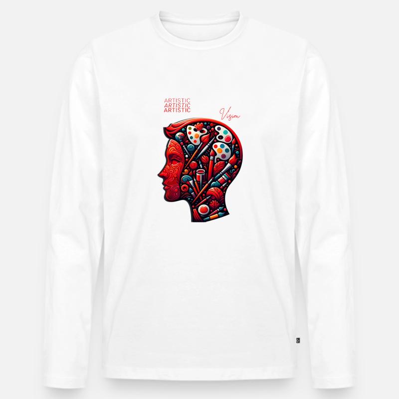 Artistic Vision - Männer Premium Bio Langarmshirt - Weiß