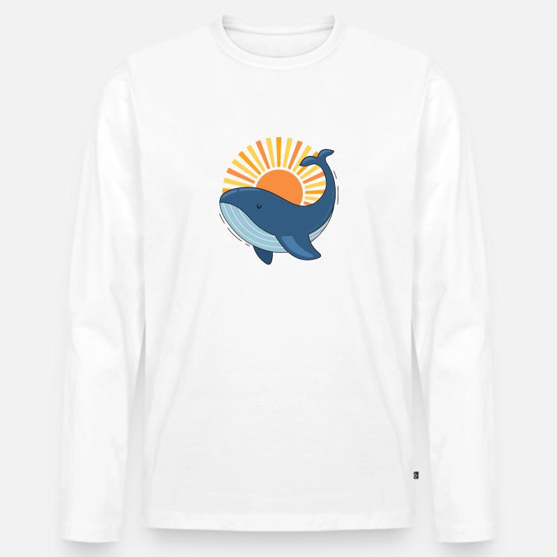 Wal und sonne - Männer Premium Bio Langarmshirt - Weiß