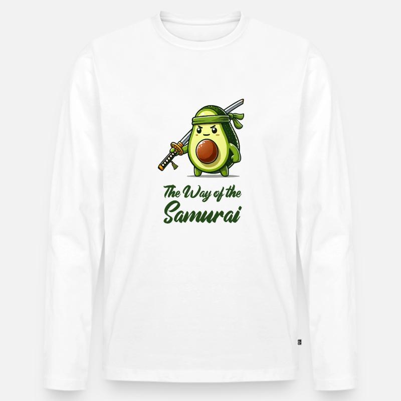 avocado samurai obst - Männer Premium Bio Langarmshirt - Weiß