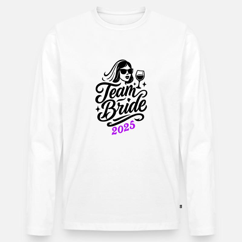Team Braut 2025 - Männer Premium Bio Langarmshirt - Weiß