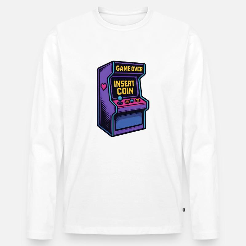 Insert Coin – Retro Arcade Vibes - Männer Premium Bio Langarmshirt - Weiß
