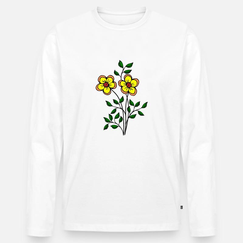 Blumen - Männer Premium Bio Langarmshirt - Weiß