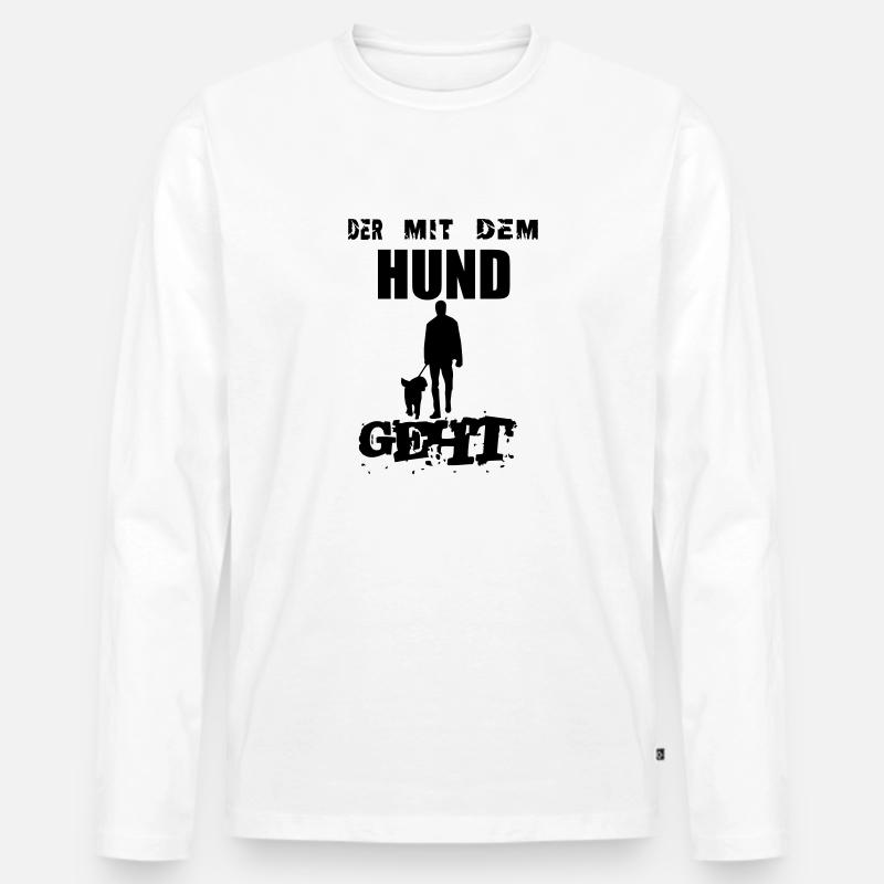 Hund - Männer Premium Bio Langarmshirt - Weiß