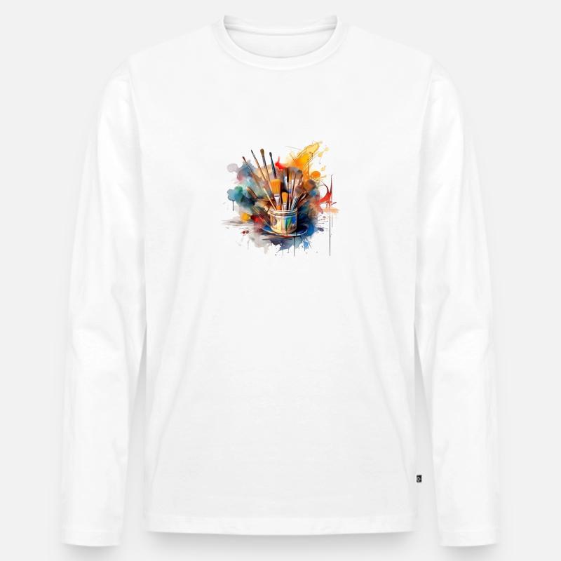 Kunst und Malerei - Männer Premium Bio Langarmshirt - Weiß