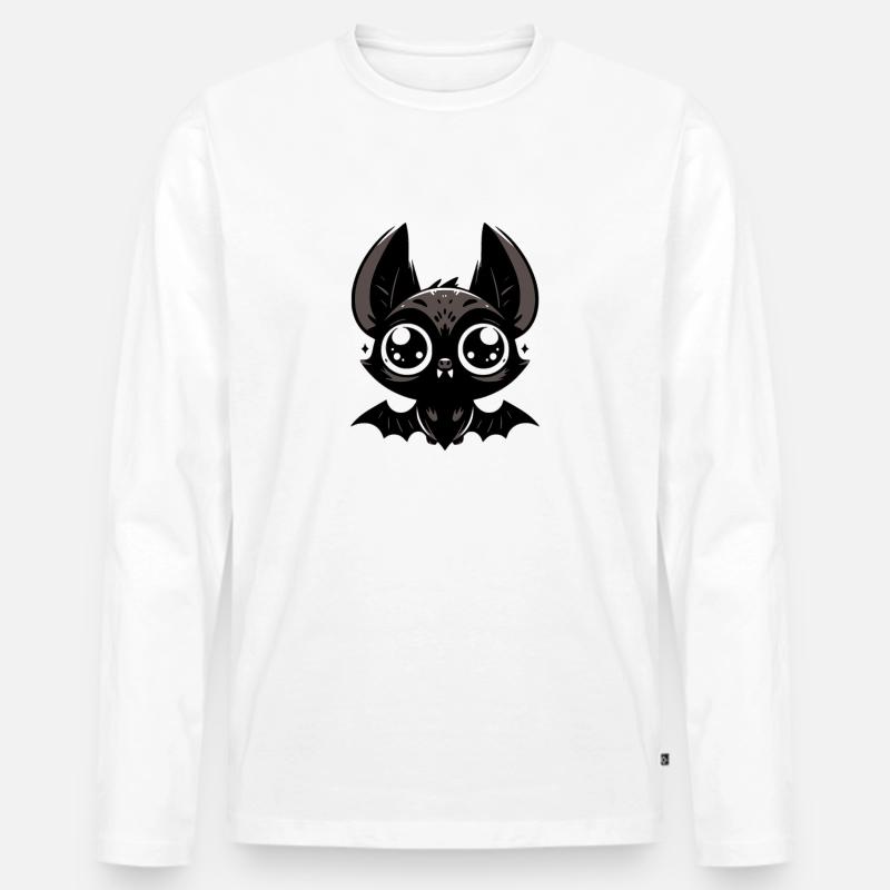 Fledermaus - Männer Premium Bio Langarmshirt - Weiß