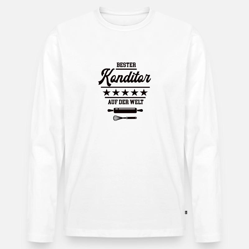 Bester Konditor Weltbester Bäcker Konditorei - Männer Premium Bio Langarmshirt - Weiß