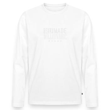 Self Made Millionaire - Men's Premium Organic Long Sleeve Shirt - white - Front - Nico (187cm)