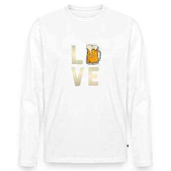 bier bayern heimat stolz einheimisch boarisch - Männer Premium Bio Langarmshirt - Weiß - Vorne - Nico (187cm)