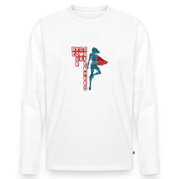 Superhero Woman - Men's Premium Organic Long Sleeve Shirt - white - Front - Nico (187cm)
