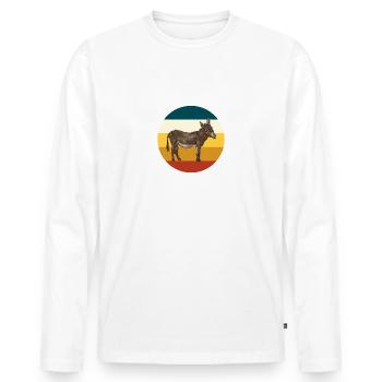 Retro donkey - Men's Premium Organic Long Sleeve Shirt - white - Front - Nico (187cm)
