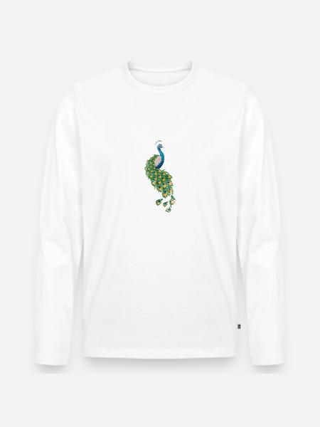 Pfau Tierliebhaber - Männer Premium Bio Langarmshirt - Weiß