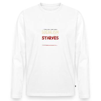 Anti-socialisme - T-shirt manches longues Premium bio Homme - blanc - Devant - Nico (187cm)