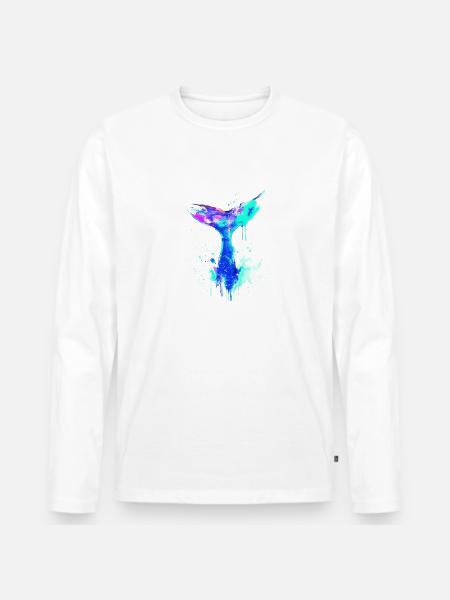 hvalfinne, finne, hval, hval, graffiti - Premium økologisk langærmet T-shirt til mænd - hvid