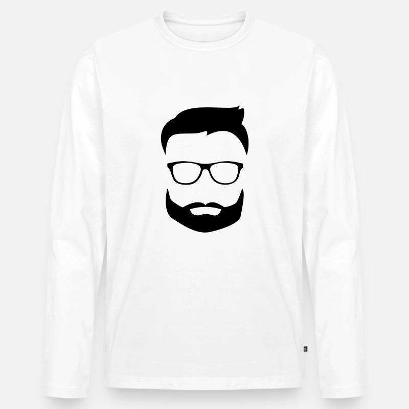Beard glasses - Männer Premium Bio Langarmshirt - Weiß