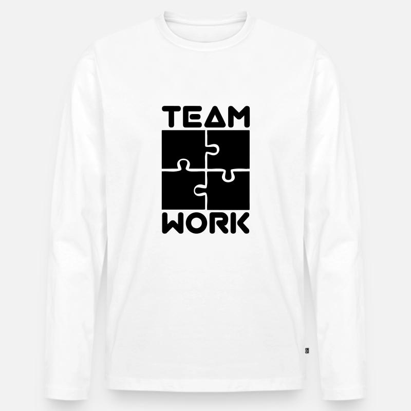 Team Work - Shirt - Männer Premium Bio Langarmshirt - Weiß
