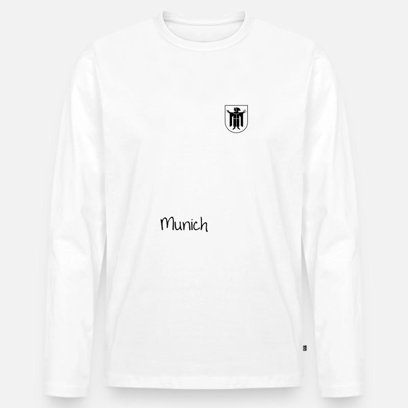Monaco di Baviera - Monaco e stemma con Münchner Kindl - Maglia a manica lunga ecologica premium da uomo - bianco