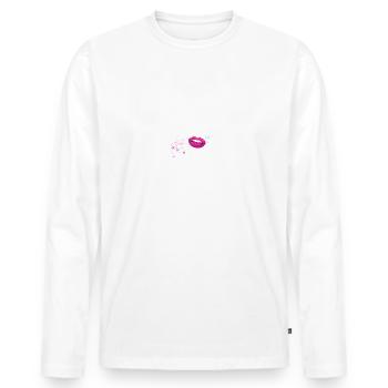 Mogst a Busserl,bayrisch,schrift,schrift,lippen - Männer Premium Bio Langarmshirt - Weiß - Vorne - Nico (187cm)