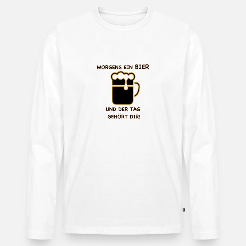 Bier - Männer Premium Bio Langarmshirt - Weiß