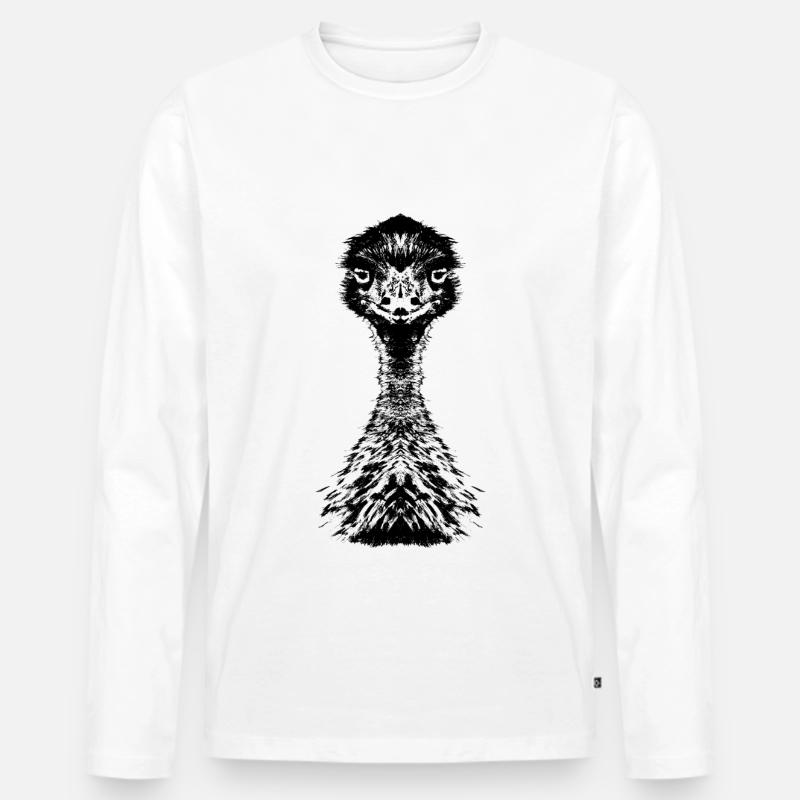 Emu Portait - Männer Premium Bio Langarmshirt - Weiß