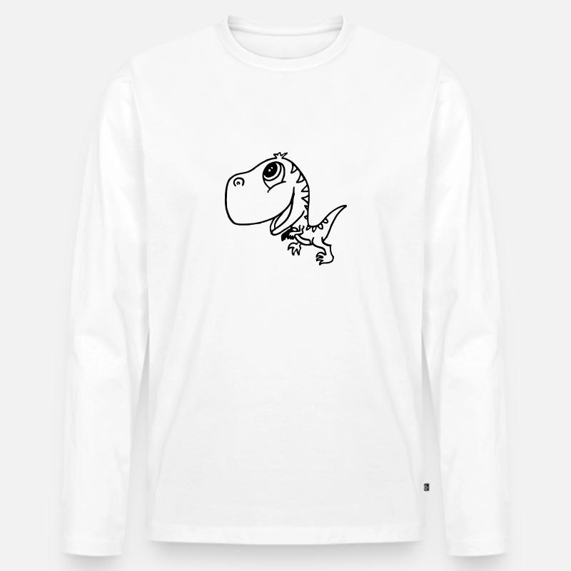 Dinosaurier - Männer Premium Bio Langarmshirt - Weiß
