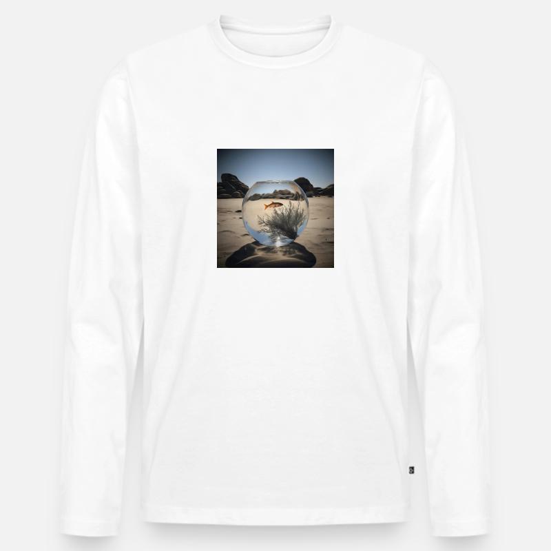 Fisch im Wasserglas - Männer Premium Bio Langarmshirt - Weiß