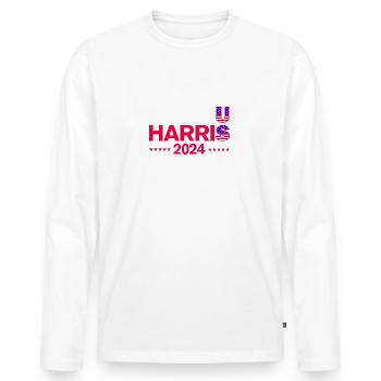 Élections américaines 2024 Harris - T-shirt manches longues Premium bio Homme - blanc - Devant - Nico (187cm)
